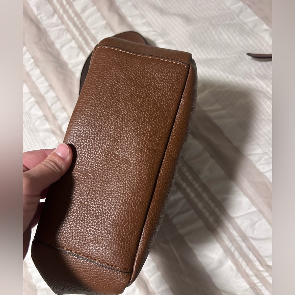 Hadley Brown Pebbled Leather Shoulder Bag with Gold Hardware - Picture 6 of 9